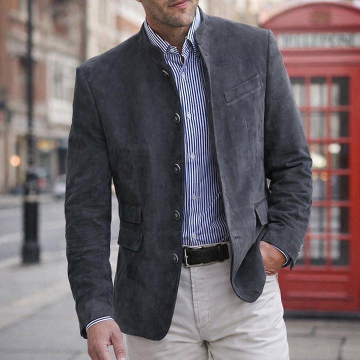 EDWARD STAND COLLAR BLAZER | REFINED CITY STYLE