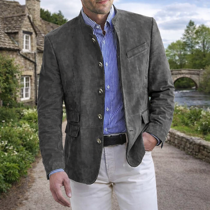 EDWARD STAND COLLAR BLAZER | REFINED CITY STYLE