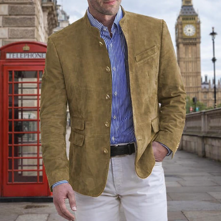 EDWARD STAND COLLAR BLAZER | REFINED CITY STYLE