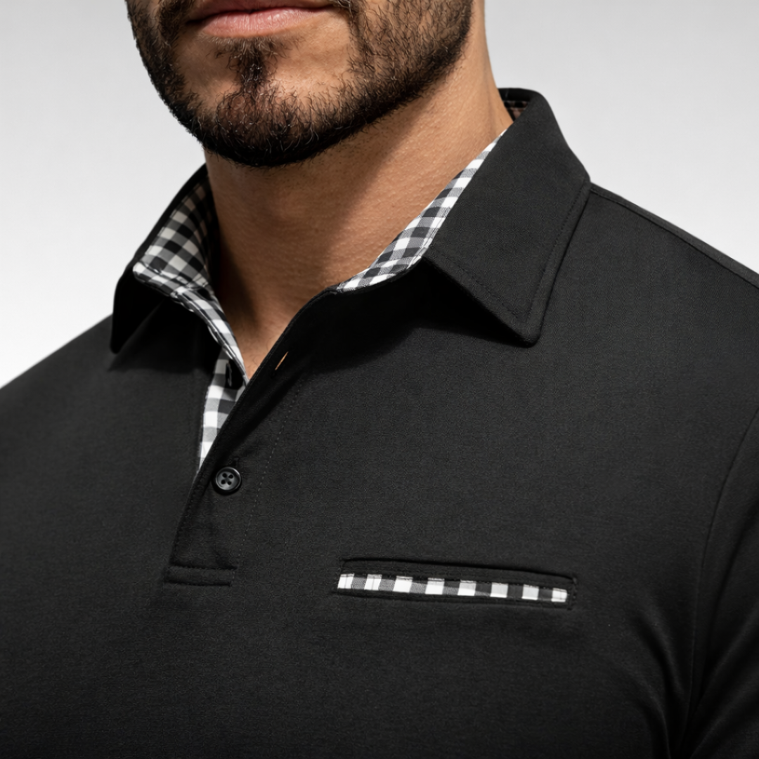 LEO CHECK LONG-SLEEVE POLO | CLEAN STYLE WITH SMART COMFORT