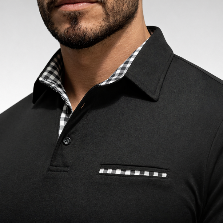 LEO CHECK LONG-SLEEVE POLO | CLEAN STYLE WITH SMART COMFORT