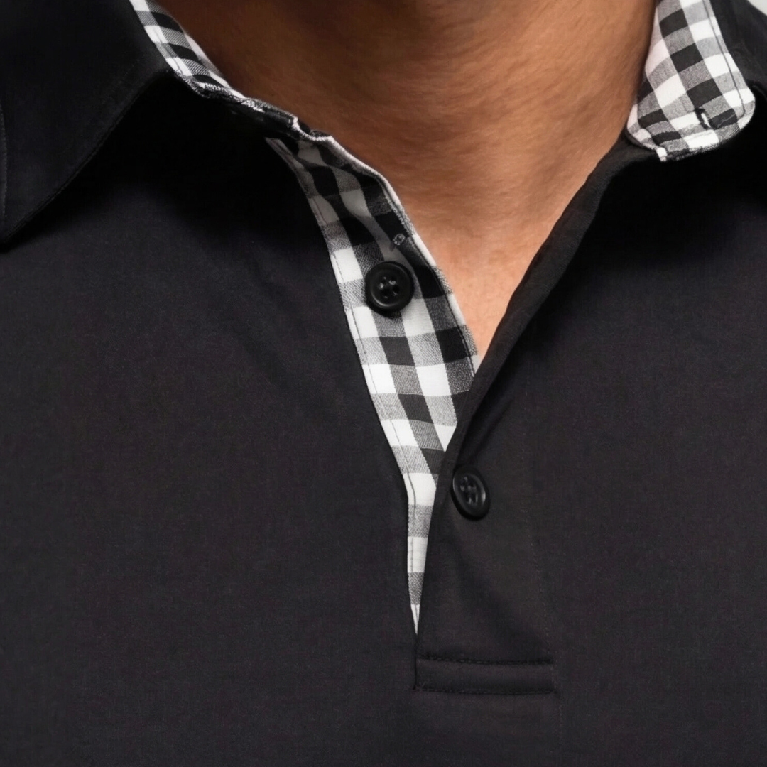 LEO CHECK LONG-SLEEVE POLO | CLEAN STYLE WITH SMART COMFORT
