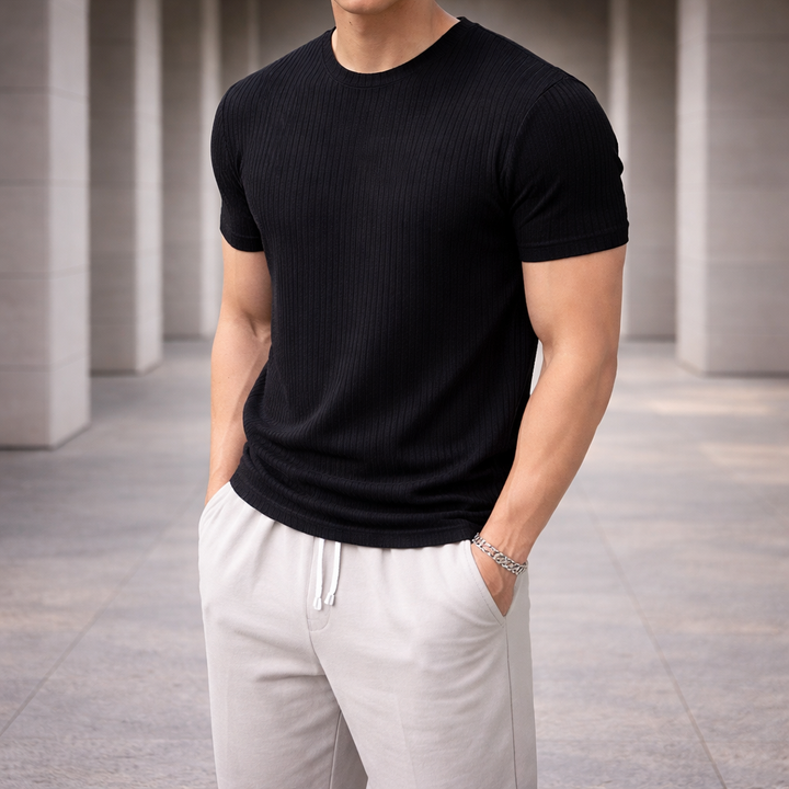 JONES RIBBED TEE | SHARP FIT FOR EFFORTLESS DAILY STYLE
